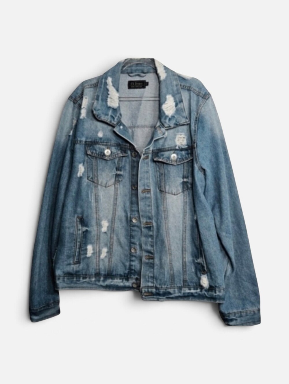 Ci Sona Jean Jacket Distressed Oversized Women's Size Large